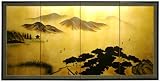 Asian Art, D�cor, & Gifts - 36 x 72 White Mountain Oriental Gold Leaf Wall Screen Painting
