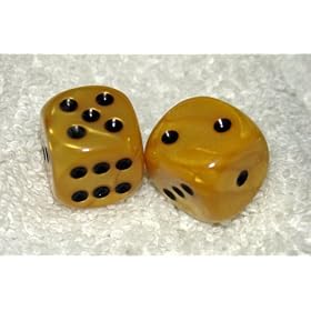Rare Vintage Butterscotch French Bakelite Marbled Dice Pair by