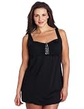 Jantzen Women's Plus Size Bejeweled Swim Dress, Black, 24W