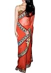 Kareena Red Nett Saree LMMBR52