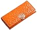 Heshe® 2015 New Women Fashion Waxy Vintage Leather Rose Pattern Long Wallet Large Handbag Clutch Coin Cash Holder Card Case