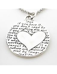 Kevin N Anna Studio Sterling Silver Pendant Necklace with Round Etched HEART Pendant Celebrates LOVE