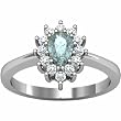 14K White Gold Sky Blue Topaz and Diamond Ring