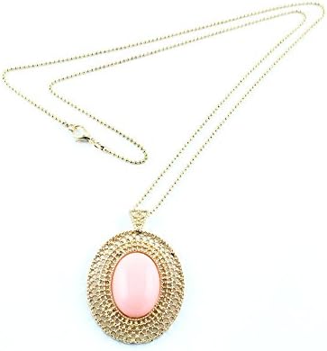 10 x Necklace Pendent Fashion Jewelry Long Chain Collier Sweater Charms YRU09 Pink Hollow Oval Drop