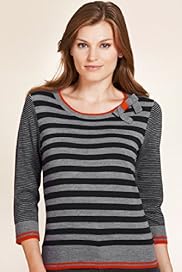 Per Una 34 Sleeve Bow Striped Knitted Jumper