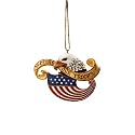 Jim Shore Heartwood Creek Eagle with Yellow Ribbon and American Flag, Support Our Troops, Hanging Ornament, 2-3/4 Inches