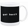 Mug Black " Got hurt? " Adjetives