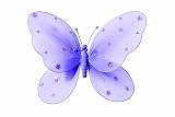 Hanging Butterfly 14" Large Purple Nylon Butterfly with Sequins and Glitter for Baby Nursery Bedroom, Girls Room Ceiling Wall Décor, Wedding Birthday Party, Baby Bridal Shower Butterfly Decoration