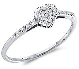 Heart Diamond Ring Anniversary Band 10k White Gold (0.07 Carat)
