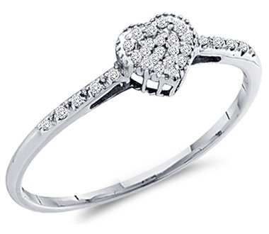 Discount Heart Diamond Ring Anniversary Band 10k White Gold (0.07 Carat) Discount Heart Diamond Ring Anniversary Band 10k White Gold (0.07 Carat)
