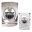 Edmonton Oilers Rocks Glass & Square Shot Glass Set - Primary Logo NHL Hockey