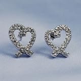 Sterling Tiffany Style Heart Earrings