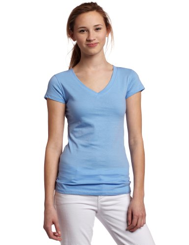 Southpole Junior's Basic Solid Color V-Neck Tee