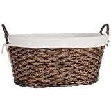 Lamont Home Tate Hand Braided Willow/Cattail Root Medium Oval Laundry Basket with Removable Liner, Bronze Wash