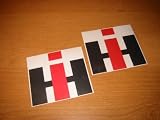 Set of 2 International Harvester IH vinyl lettering decal sticker BLACK/RED