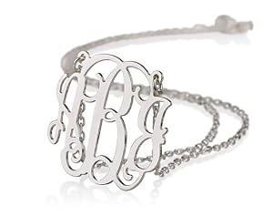 Monogram Necklace Sterling Silver Personalized Name Necklace (18 Inches)