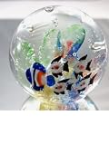 Murano Design Glass Art Fish Family in Crystal Paperweight PW-211