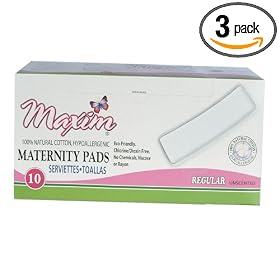 Maxim  Maternity Pads, Chlorine Free, Hypoallergenic, Regular, Unscented, 10 Count Boxes (Pack of 3)