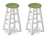 2 Natural White 29" Custom Specialty Barstools with Green Vinyl Upholstery! ....