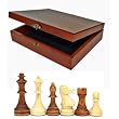 Staunton Weighted Tournament Chess Pieces - 3 3/4" King with Deluxe Wooden Treasure Box