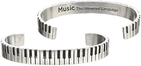 Piano Keys Music the Universal Language Unisex Cuff Pewter Bracelet