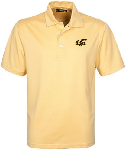 NCAA Wichita State Shockers Men's Stretch Tonal Jacquard Techno Dry Polo, Citrus, Medium