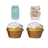 Rustic Wedding Cupcake Toppers 12 Per Pack