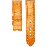 24mm Med. Brown Custom Made Genuine Leather Alligator Grain Tang Buckle Watch Band Strap fits Panerai PAM 44mm Case