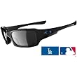 Oakley Los Angeles Dodgers Fives Squared Men's Special Editions Major League Baseball Designer Sunglasses w/ Free B&F Heart Sticker Bundle - Polished Black/Black Iridium