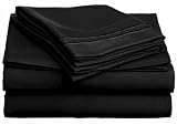 Black Queen 4 pcs Bed Sheet Egyptian, Deep Pocket 1600 TC