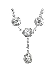 Celebrity Star Emitations Cadis CZ Art Deco Pear Drop Necklace