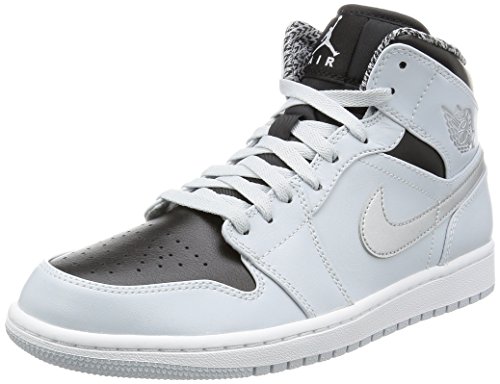 Nike Men's Air Jordan 1 Retro Mid Basketball Shoe Pure Platinum/White-Metallic Silver 11