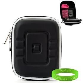 Eva Black point and shoot digital camera case with Reinforced Zipper and Unique Extra Thick Design to fit your Canon Powershot ELPH 110 HS and Small Canon Accessories + Green Vangoddy Bracelet!!!