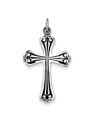 Sterling Silver Ornate Antiqued Cross Pendant