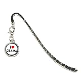 Graphics and More I Love Heart Obama Metal Bookmark Page Marker with Charm (CHARM_BOOK_0618)
