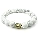 KONOV Howlite Turquoise Mens Womens Bracelet, Energy Bead, Buddha Mala, White Gold