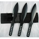 3 Piece Black Throwing Knives Set with Free Nylon Case