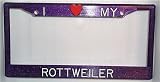 Purple Glitter I Love My Rottweiler Frame