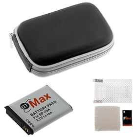 GTMax BP-70A Battery + Black Zipper Pouch Case + LCD Screen Protector for Samsung ST76, MV800, ST700, ST95, PL120, PL100, PL170, ST90, PL90, PL200, ST100, SL605, TL110, TL105, DualView TL205, SL600, SL50