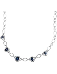 14K White Gold Sapphire and Diamond Necklace - 18" -- LIFETIME WARRANTY