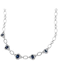 14K White Gold Sapphire and Diamond Necklace - 16" -- LIFETIME WARRANTY