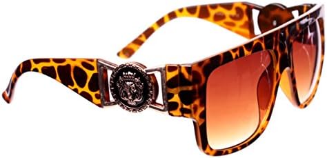 Brown Tortoise Gold Medallion Wayfarer Sunglasses Brown Lens