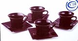 Copco Wild Leaf Tea Co. 8 Piece Black Mod Tea Cup & Saucer Set