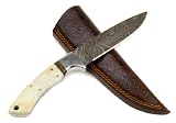 Custom Hand-made Bushcrafter Damascus Trail Knife - Fixed Blade Hunting Knife
