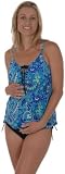 Aqua Paisley Tie Tankini - Maternity Swimwear