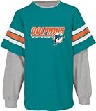 Miami Dolphins Aqua Youth Faux Layered Long Sleeve Crew Style Shirt