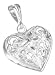 Sterling Silver Diamond Cut Filigree Puffed Heart Pendant.