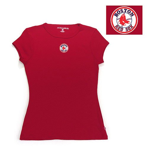 Boston Red Sox MLB Signature Tee Womens Top (Dark Red)