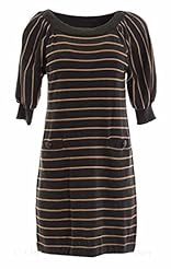 Acrylic/Polyester/Knit Short Sleeves Sweater Striped Print  Dress