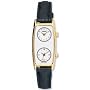 Pedre Women's Traveler Series Gold Tone Dual Time Watch with Leather Strap